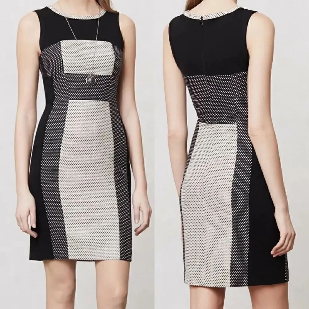 Yoana Baraschi Sheath Channeled Dots Column Dress Size 6 ANTHROPOLOGIE